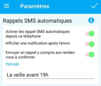 Rappel SMS depuis l'application mobile Android